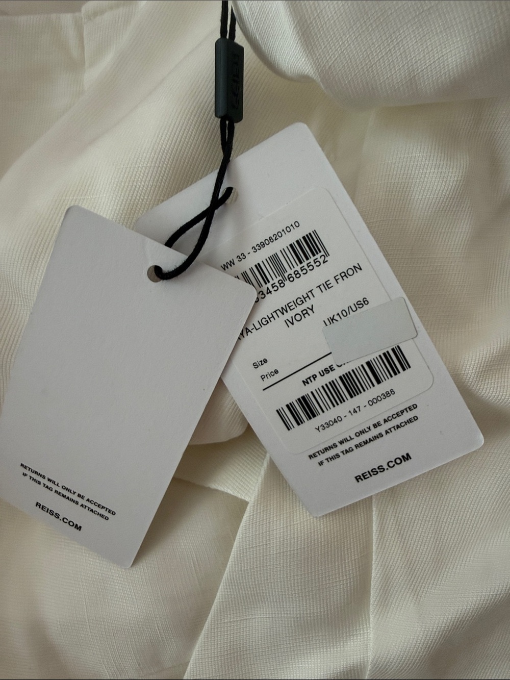 Reiss Tie-Front Wide-Leg Jumpsuit with Linen in Ivory Cream - Picture 8 of 8